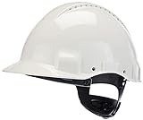 3M G3000 Casco de seguridad blanco con ventilación, arnés de ruleta y banda sudor de plástico (1 casco/caja)